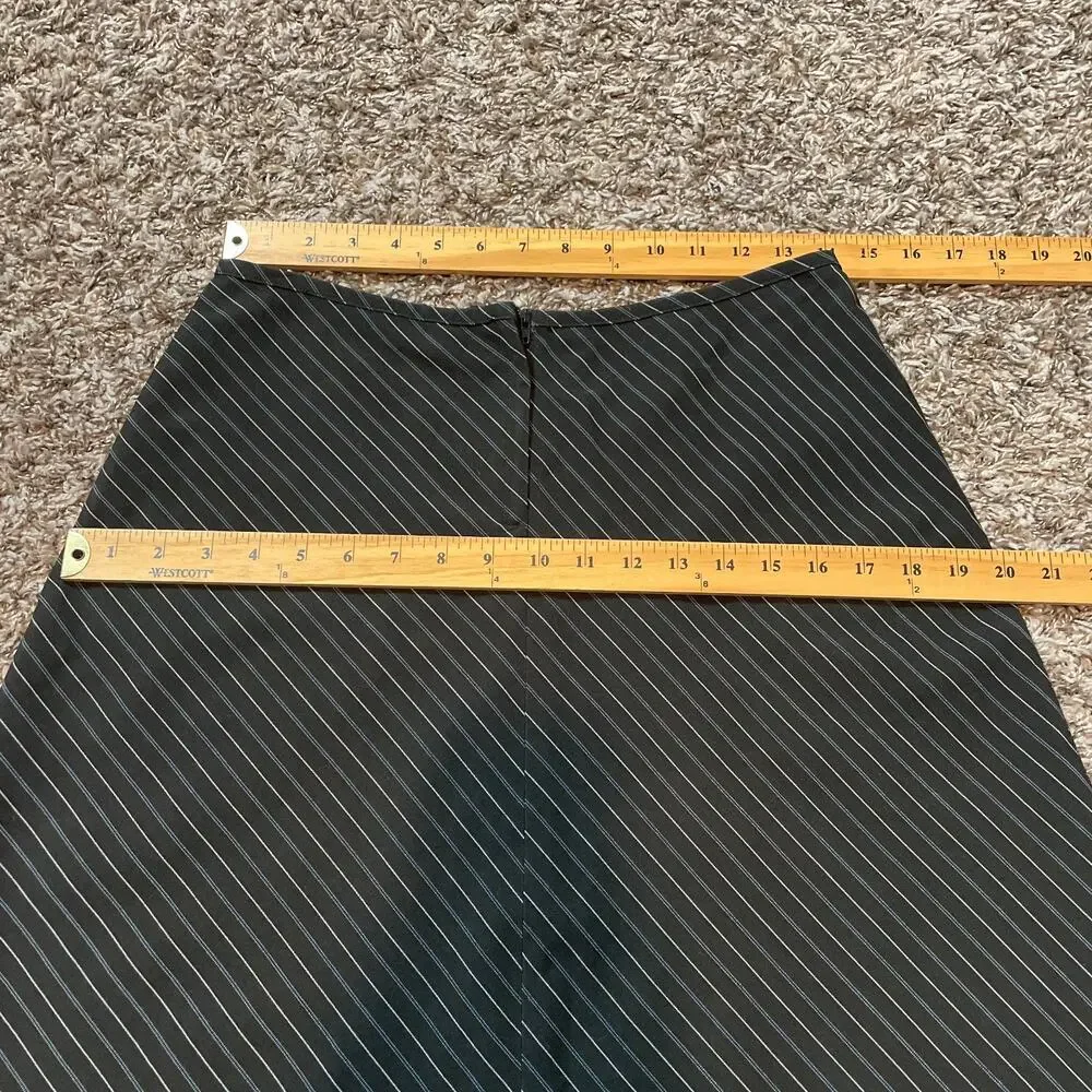 Y2K Mini Skirt Size 8 Black Pinstripe Low Rise A Line Office Siren Geek Chic Vtg